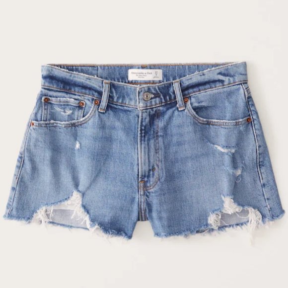 ABERCROMBIE & FITCH Curve Love Mid Rise Mom Shorts (35 R) |*SEXY FRAYED CUT-OFFS - Picture 3 of 9